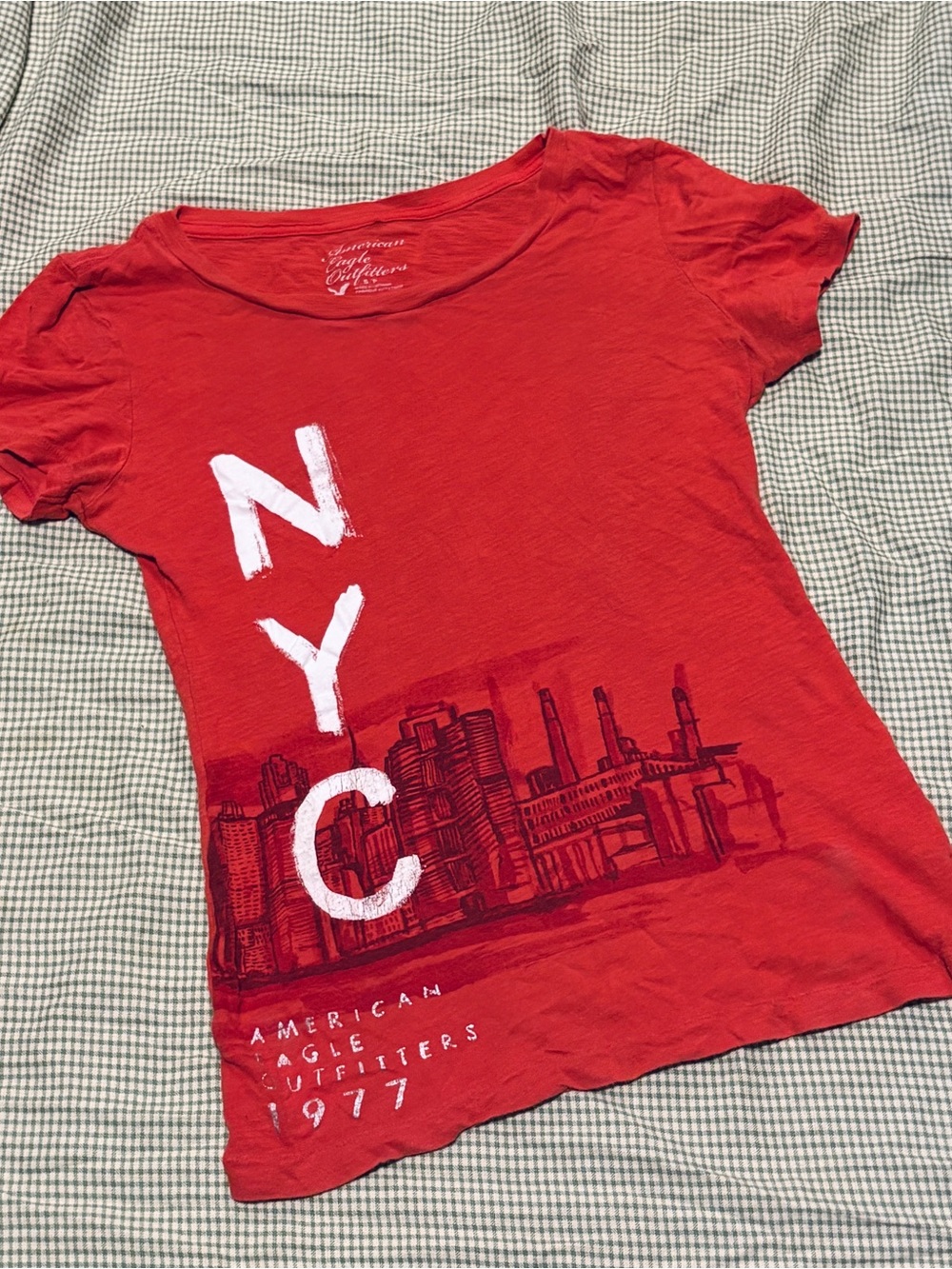 Y2K American Eagle Red NYC Graphic Tee